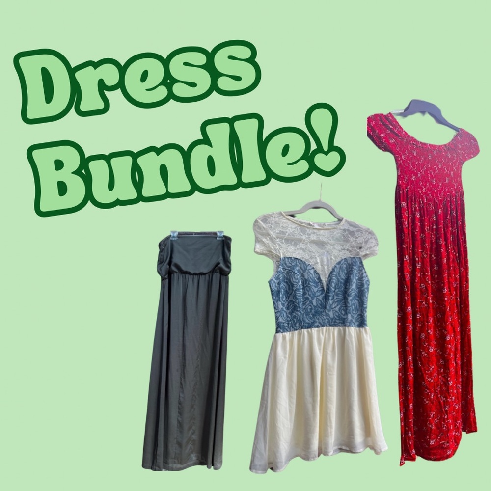 Dress Bundle with Red, Olive and Blue Dresses